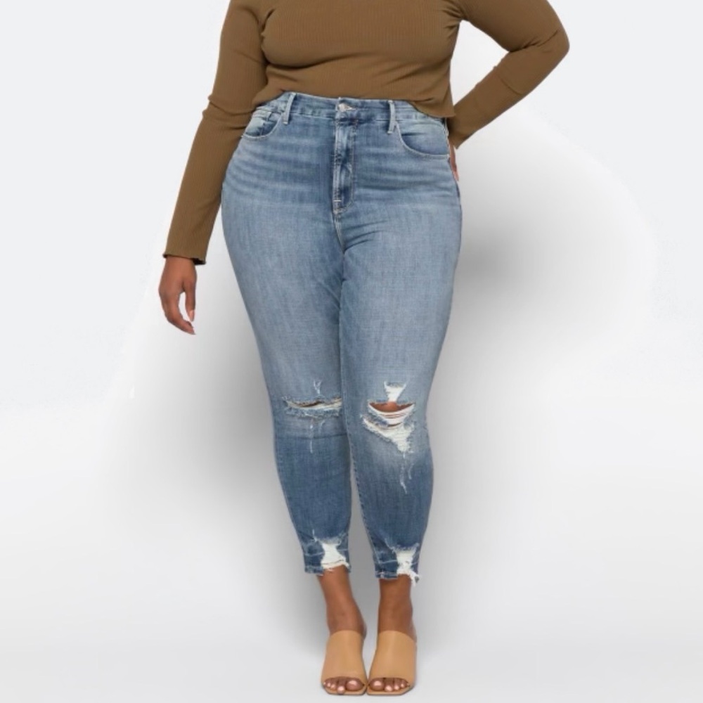 Good American Good Waist Chew Hem Crop